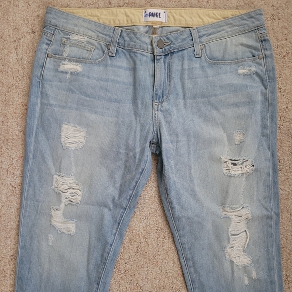 Paige Light Wash Distressed Jimmy Jimmy Crop - Picture 4 of 6